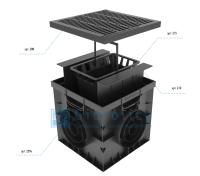 Комплект дождеприемник пластиковый с двумя перегородками, с корзиной, с пластиковой решеткой